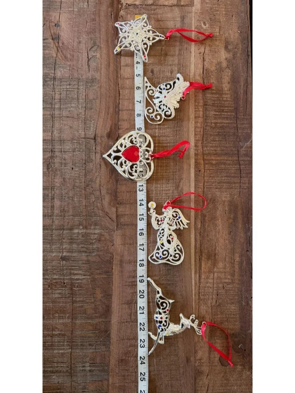 Lenox Sparkle & Scroll Multi-Crystal Ornament Collection Set Of 5 Silver Plated